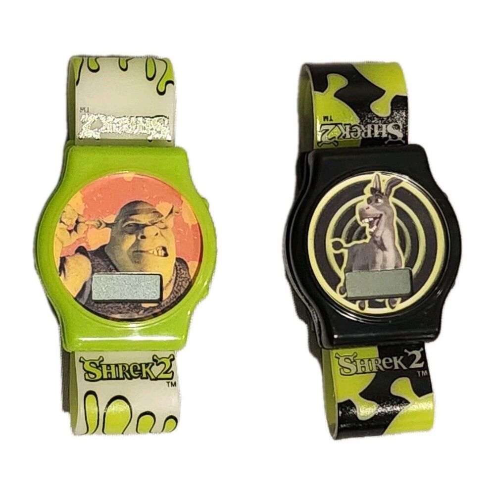 2003 Shrek 2 General Mills Cereal Shrek & Donkey Wrist Watches New In Package